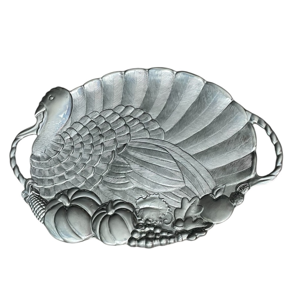 Vintage Gorham Elegant Aluminum Silver Turkey Serving Platter Thanksgiving